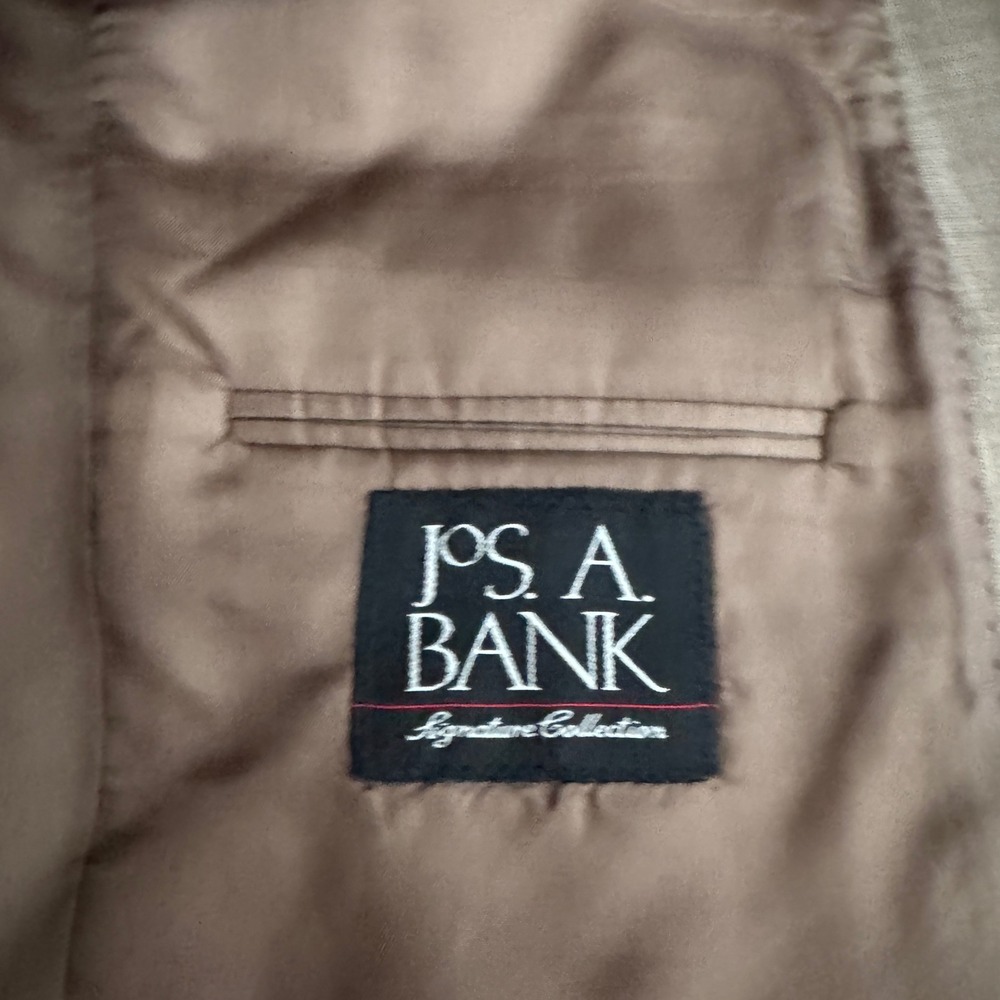 Jos. A. Bank Suit Mens 41R 34x31 Taupe Brown Solid Signature 100% Wool 2-Button - Picture 4 of 6